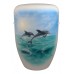 Hand Painted Biodegradable Cremation Ashes Funeral Urn / Casket - Dolphins